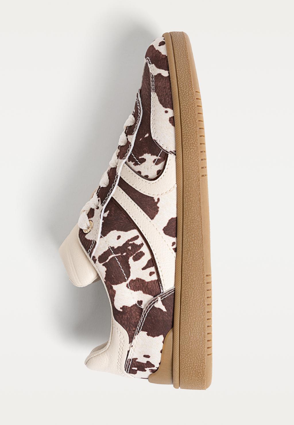 Sneakers con stampa e pelliccia sintetica