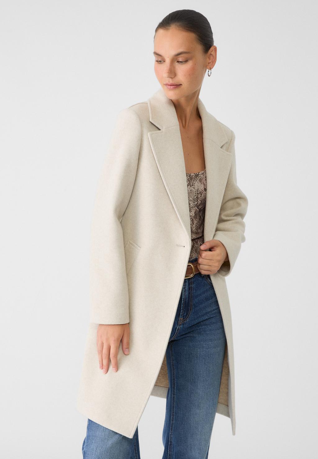 Abrigo midi botón tacto suave