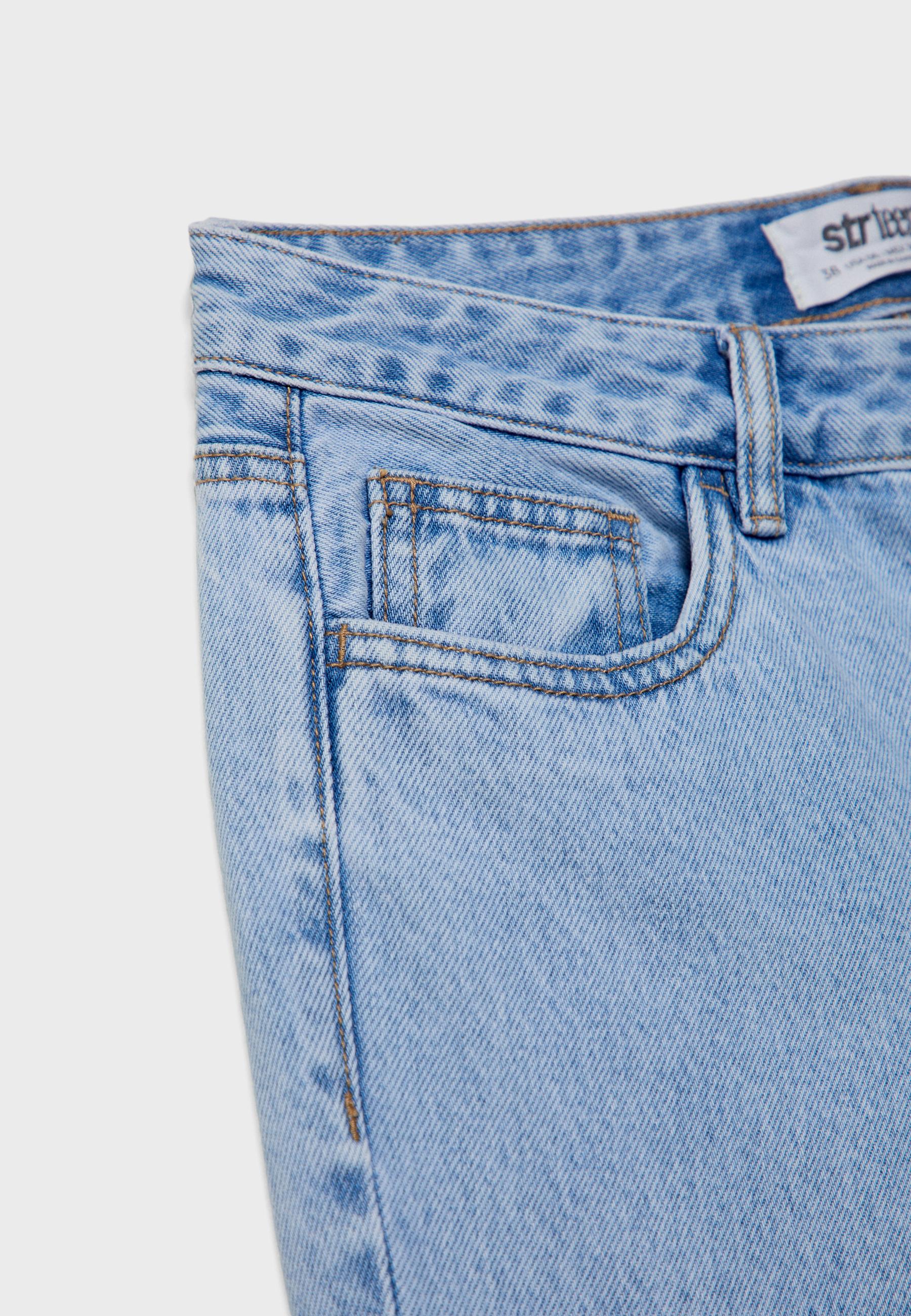 Low-rise straight leg jeans — MEDIUM LIGHT BLUE DENIM