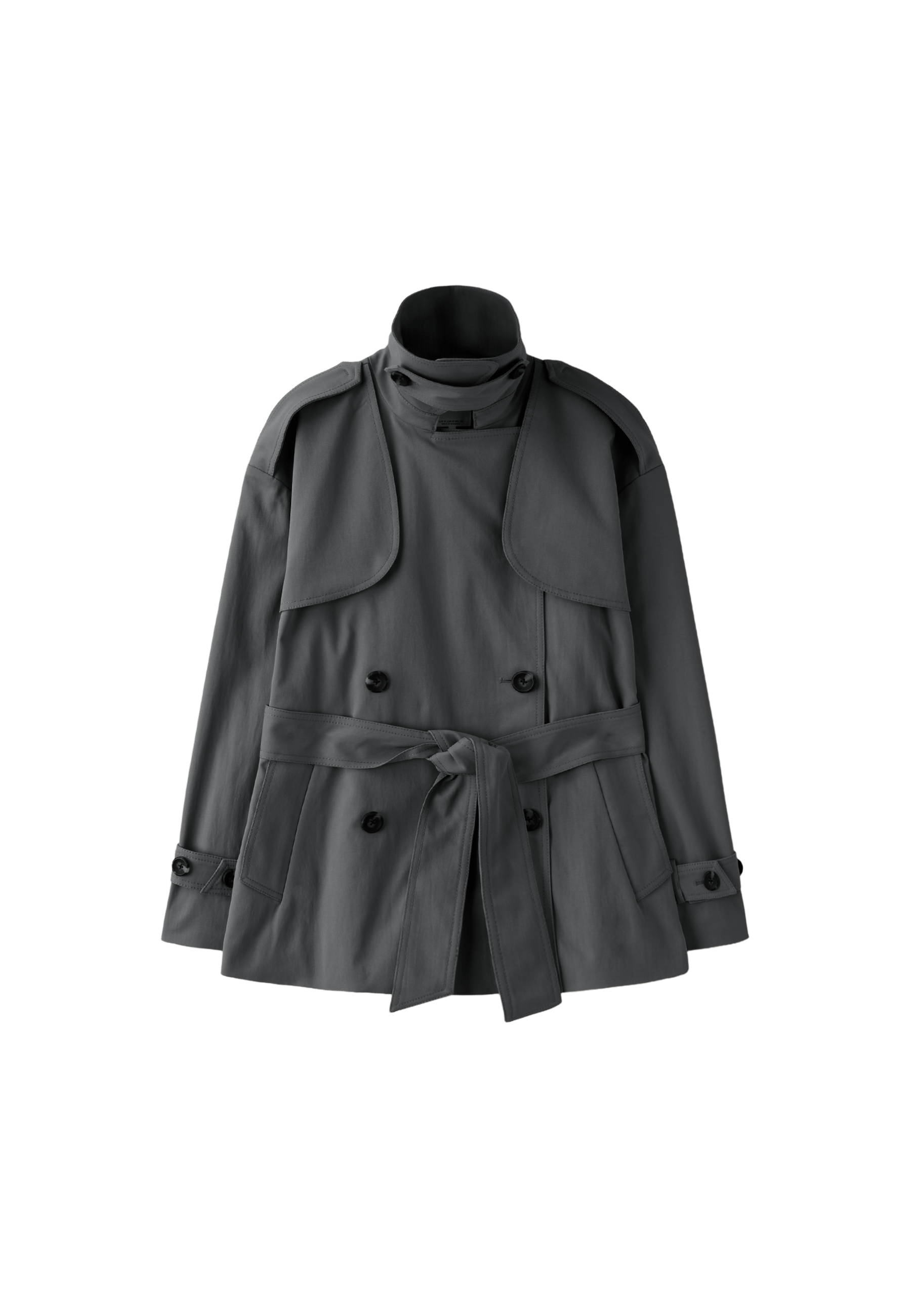 High neck regular trench coat — Dark grey