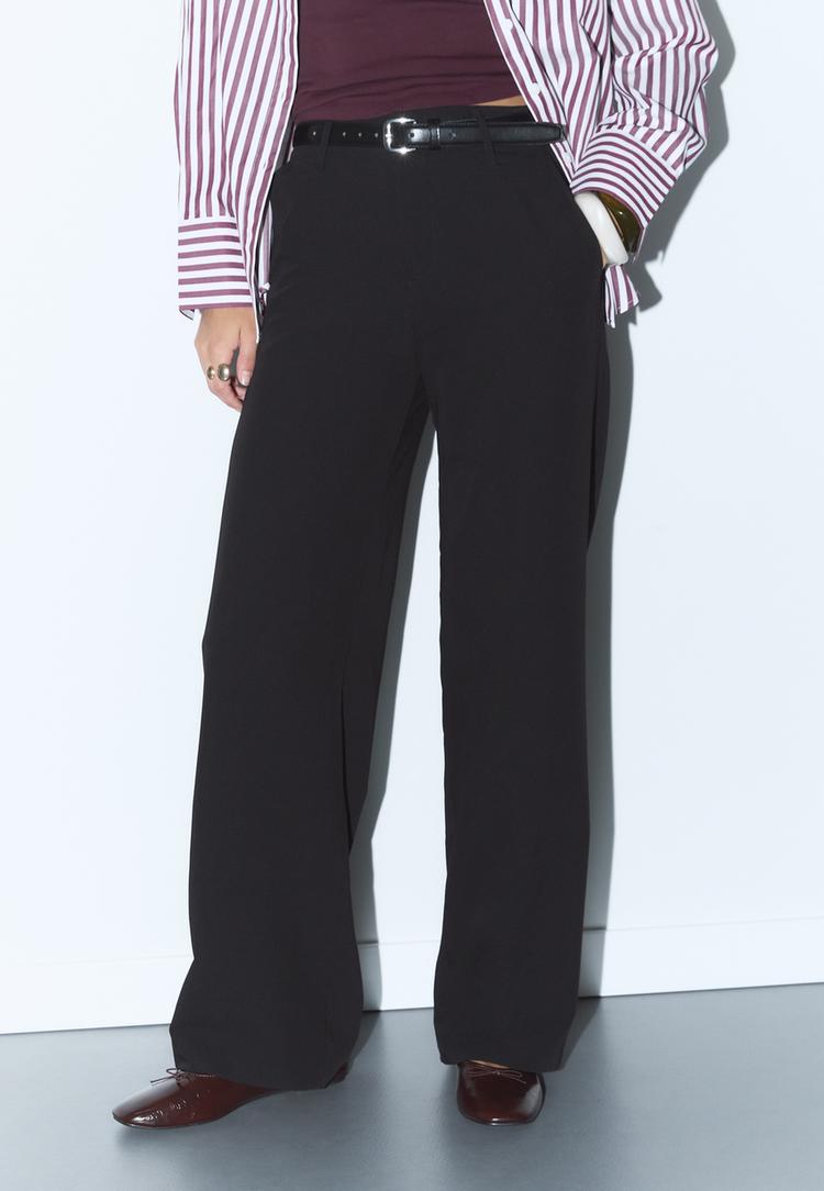 pantalon fluido recto vestir cinturon