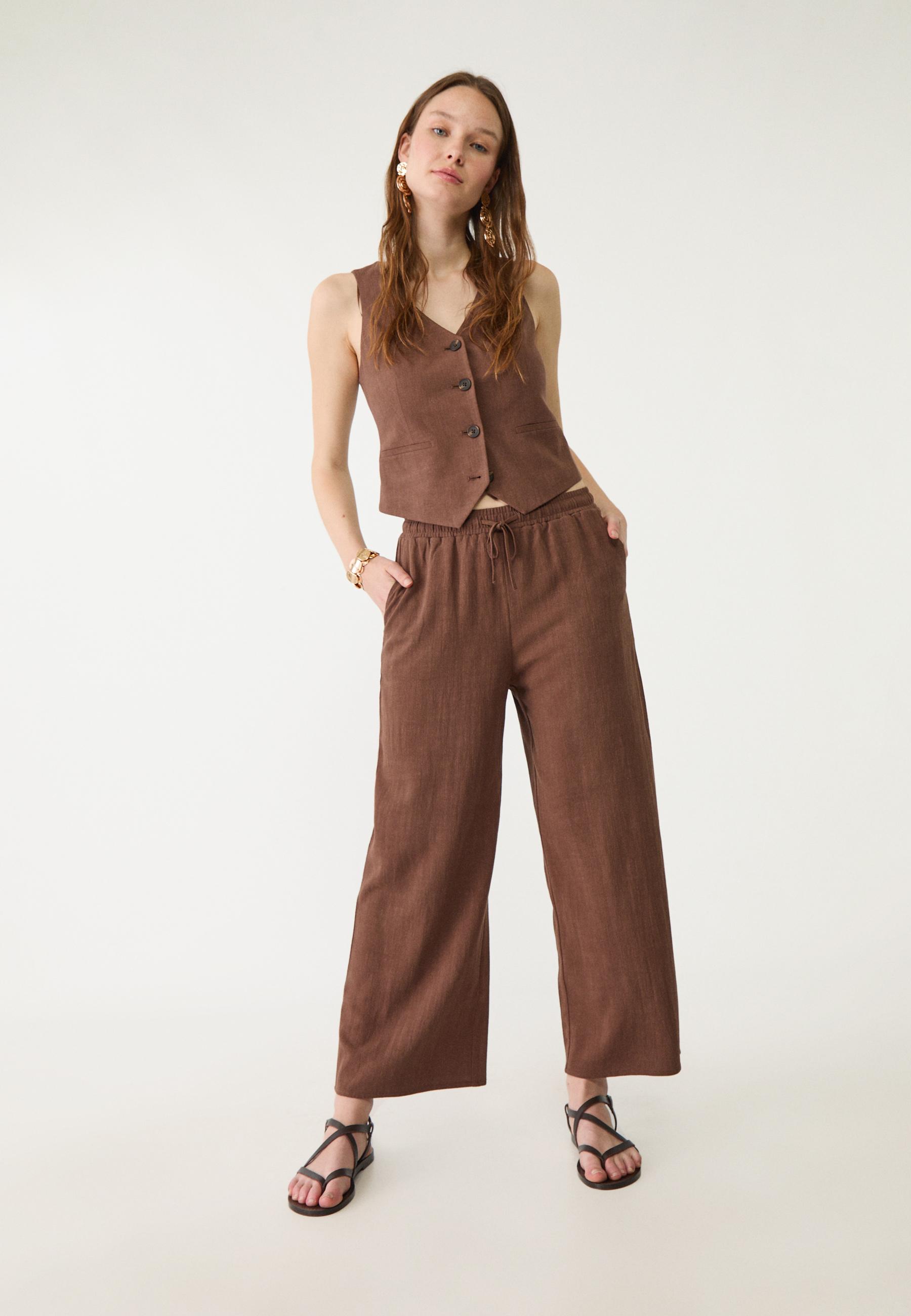 Keten Karışımlı Culotte Pantolon