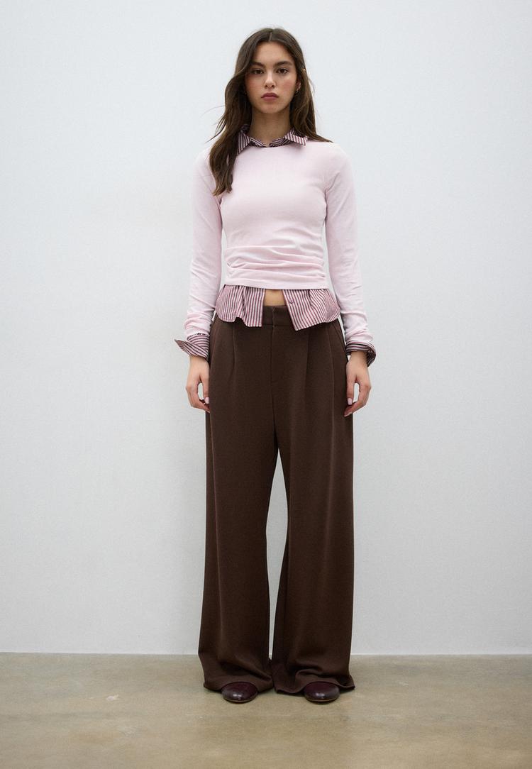 Basic-Shirt mit langen Ärmeln Lachsrosa M