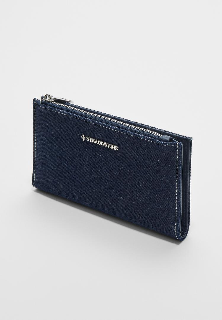 monedero denim cremallera