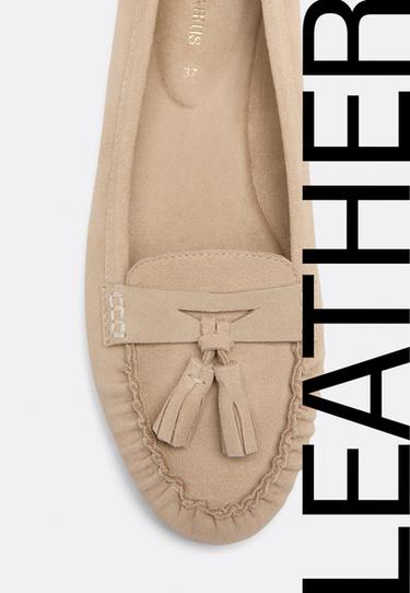 Leather tassel loafers — BEIGE 6
