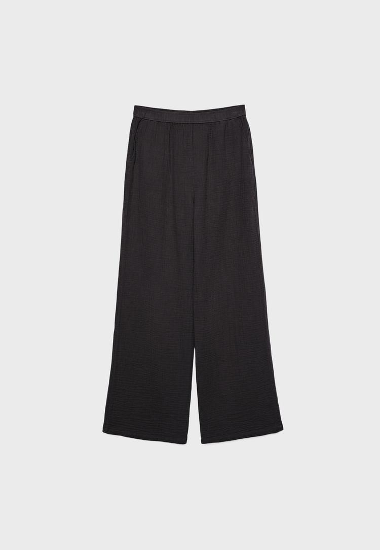 Dökümlü ve beli lastikli pantolon_6