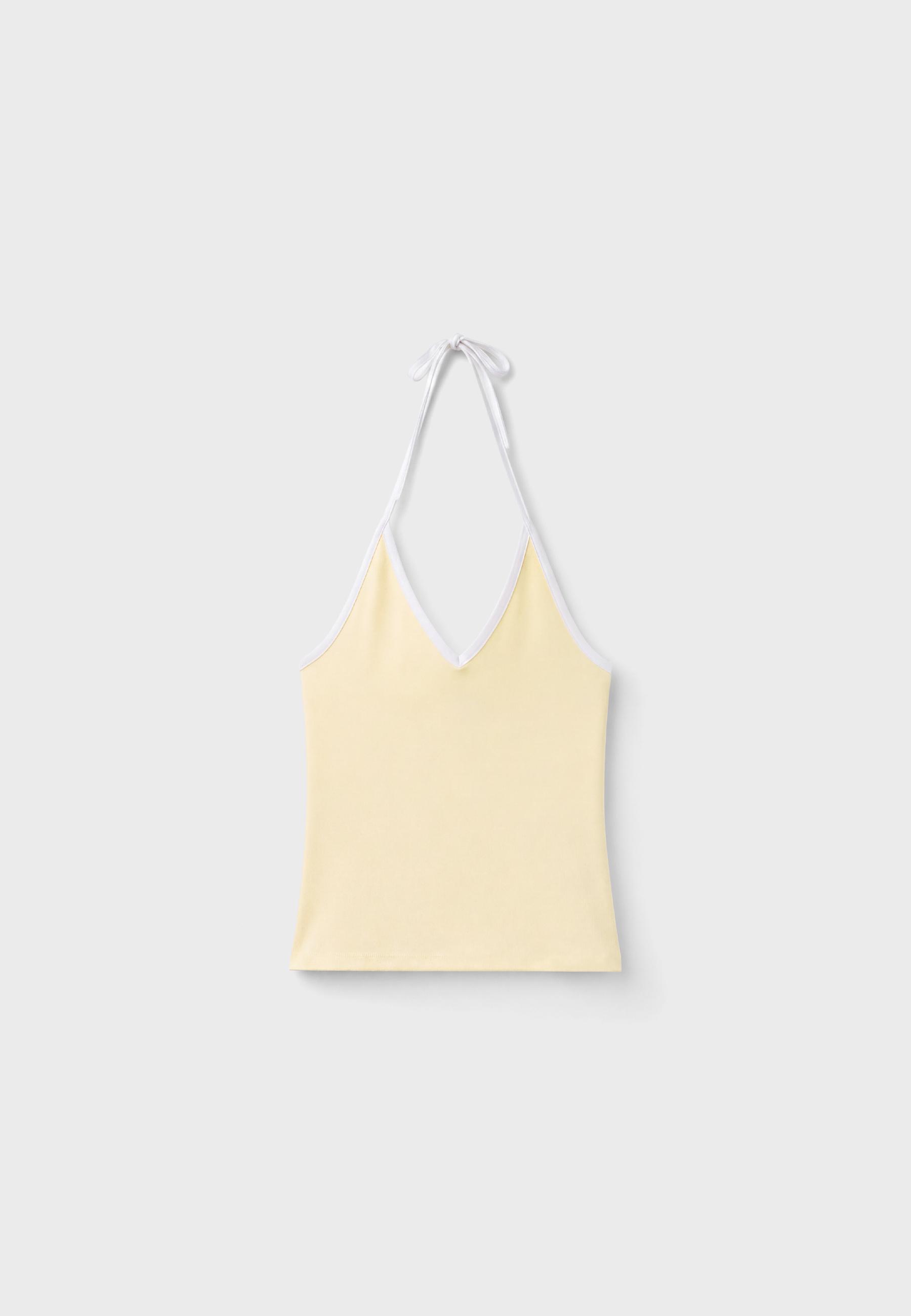 Fitted halter top — Pastel yellow
