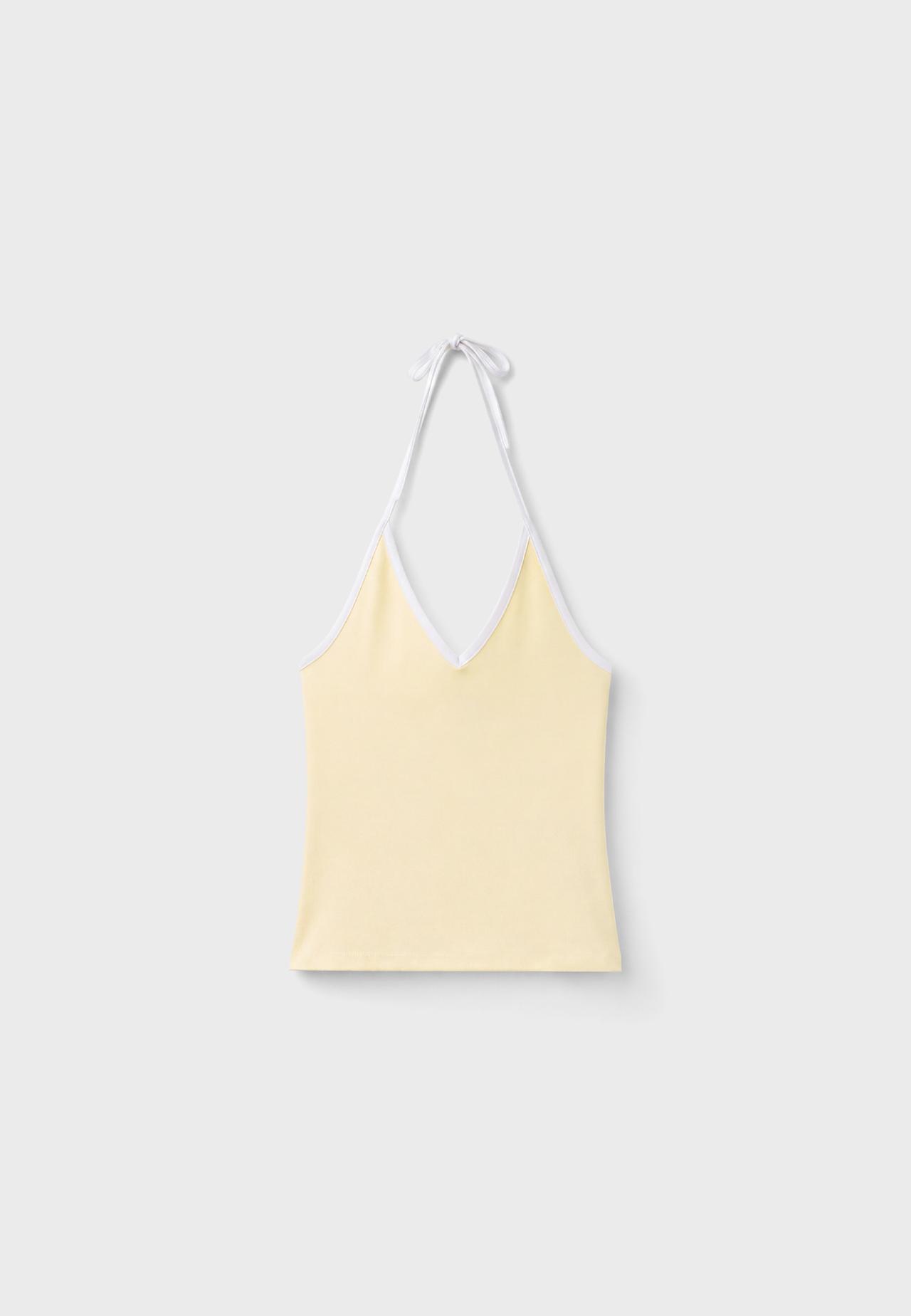 Fitted halter top — Pastel yellow