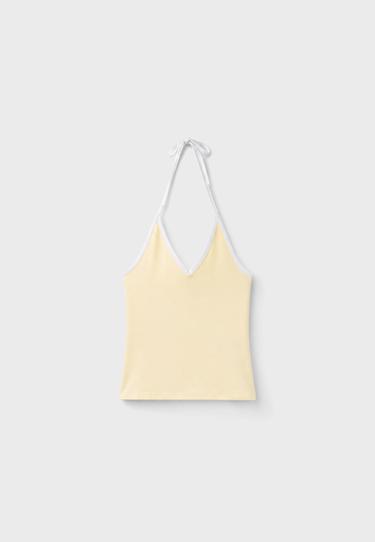 Fitted halter top — Pastel yellow 7