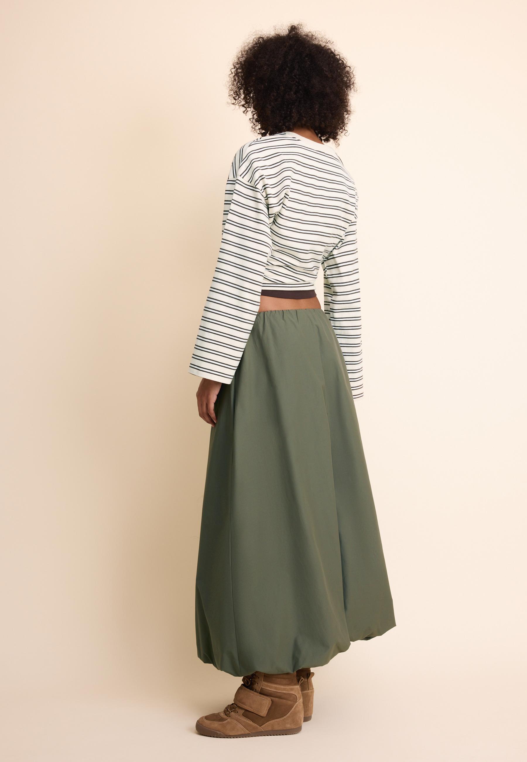 Poplin balloon maxi skirt — Khaki