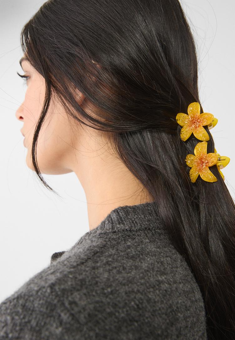 set 3 pinzas de pelo flor