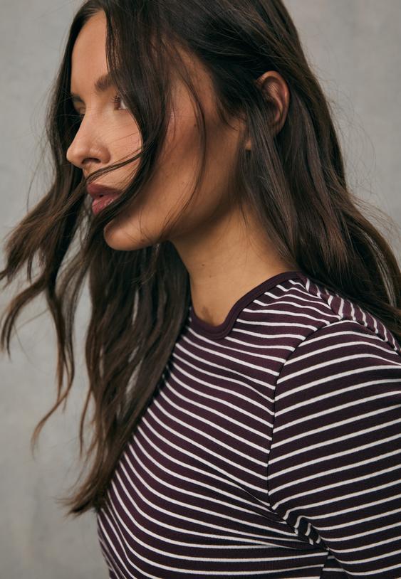 camiseta basica manga larga algodon rayas