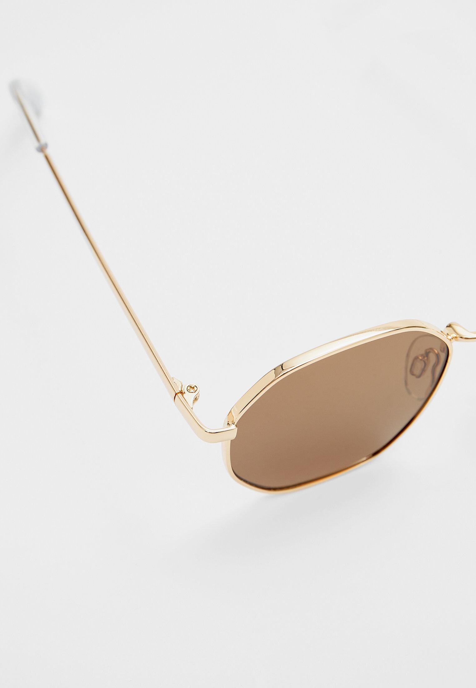 Hexagon metal sunglasses — Brown