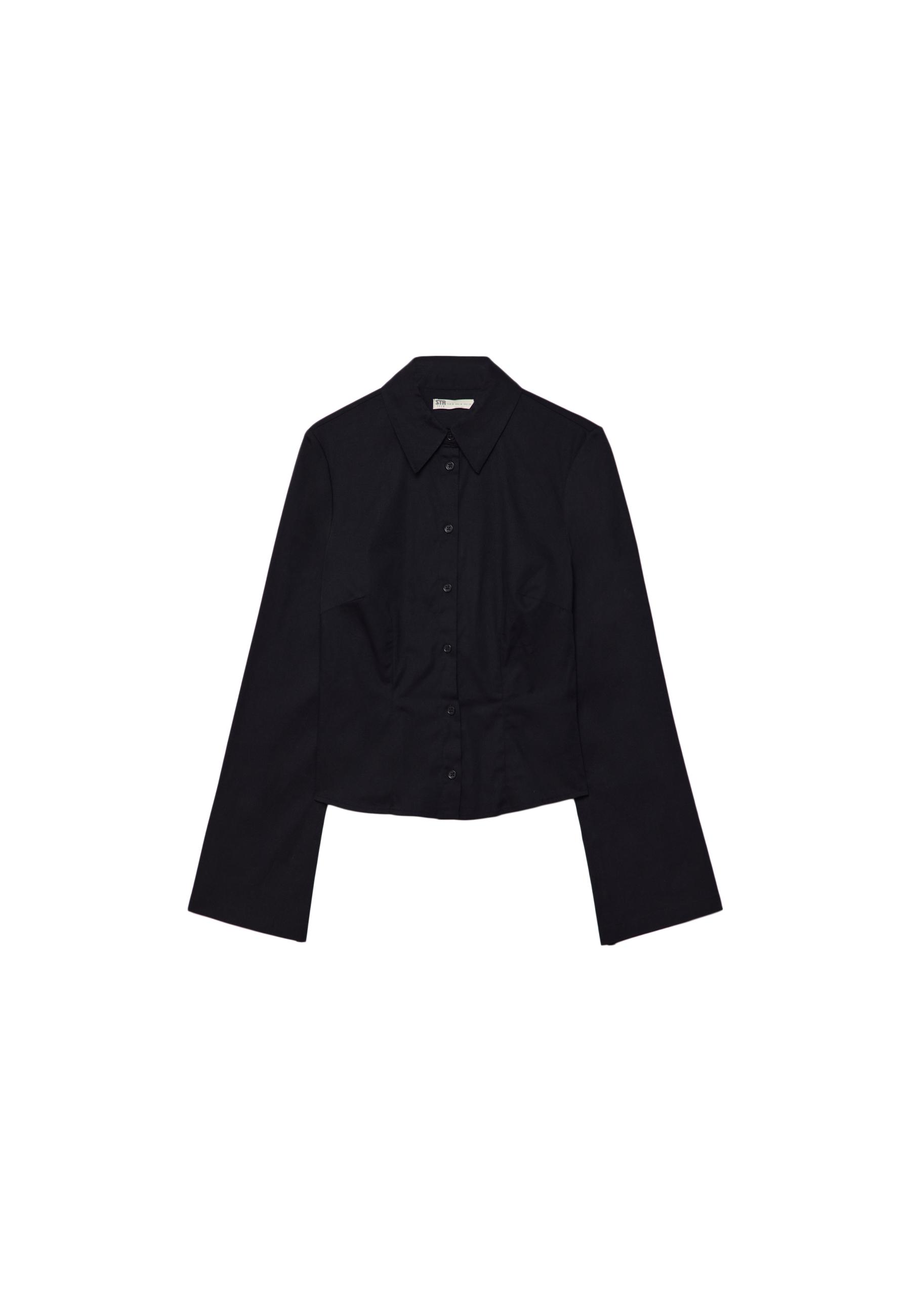 Fitted shirt with flowing sleeves — Black