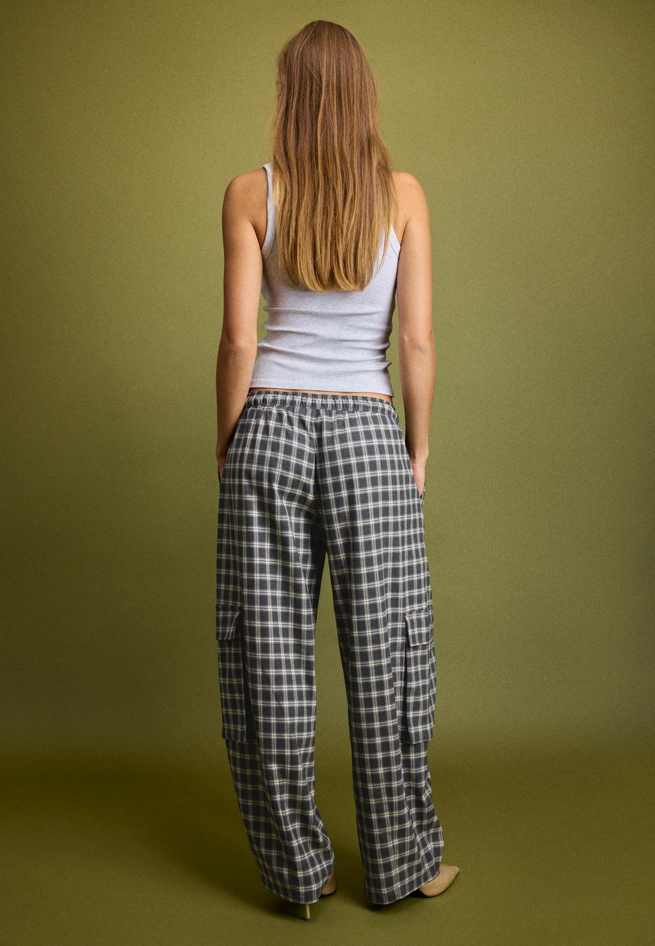 Checked smart cargo trousers — Dark grey