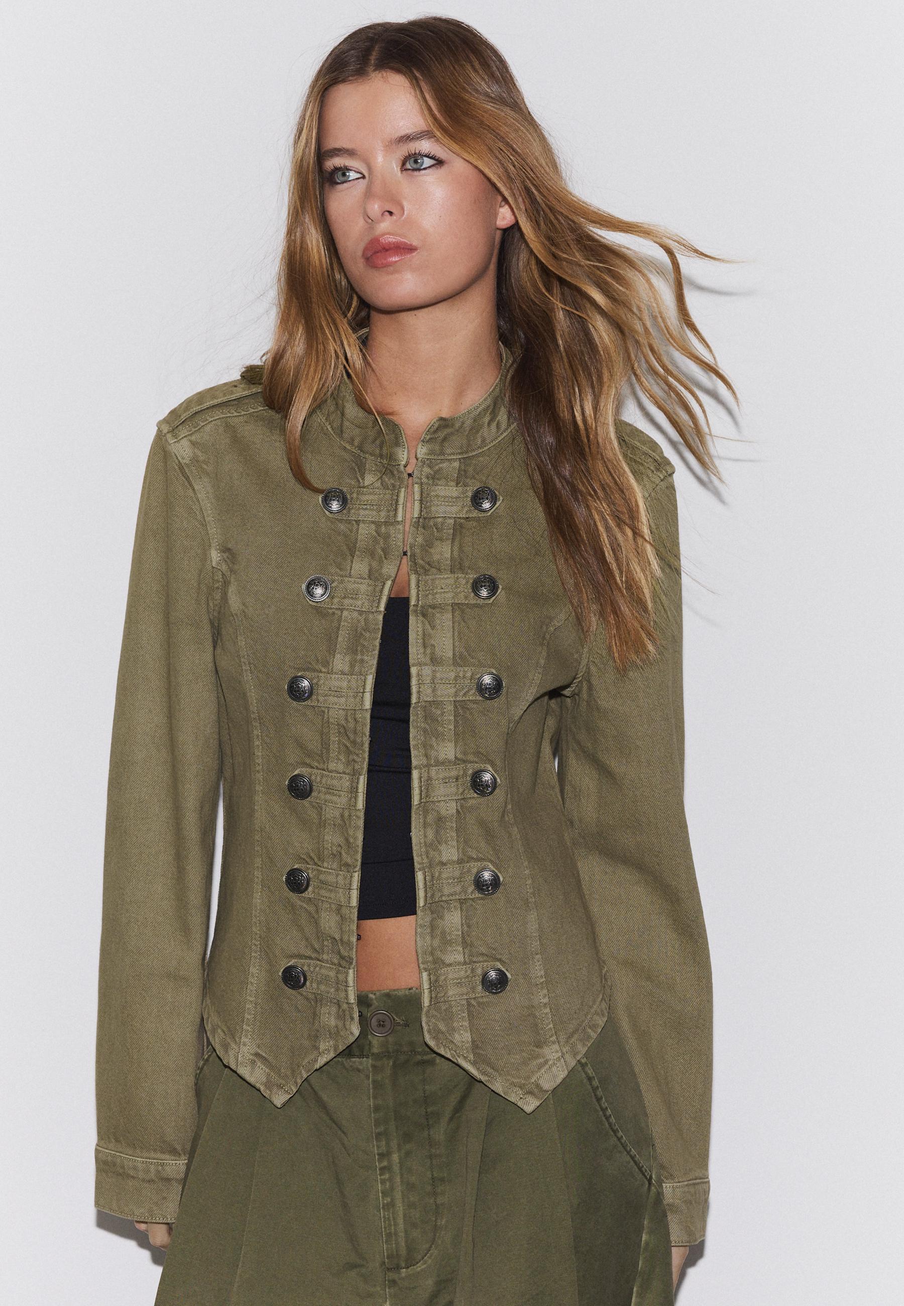 Twill button-up jacket — Khaki