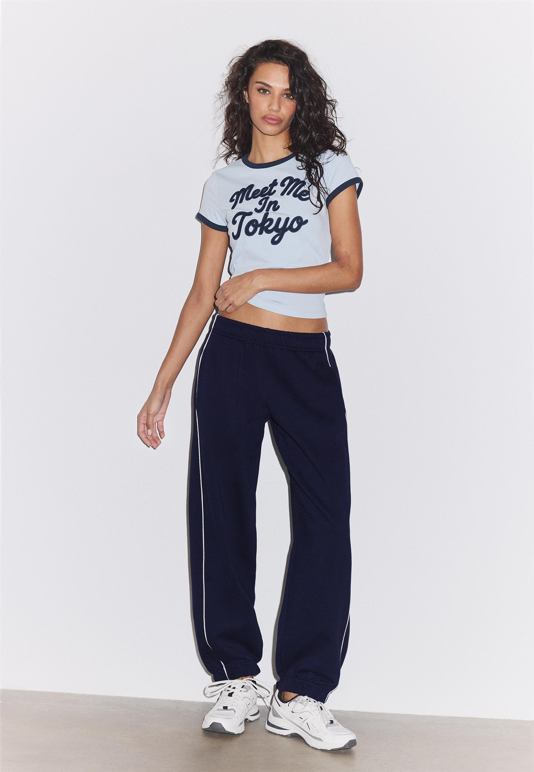 Piping jogger trousers — Navy blue