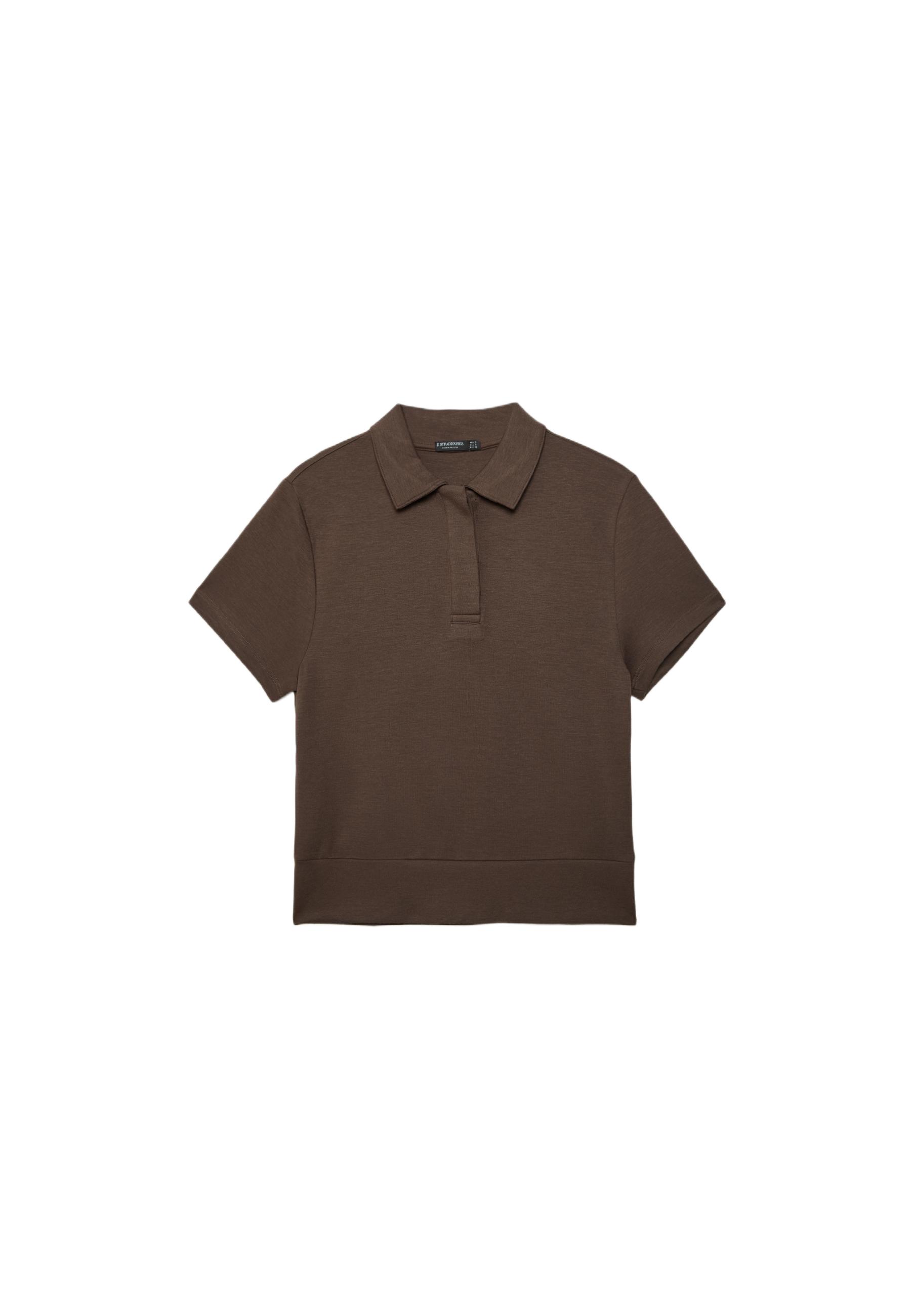 Short sleeve polo T-shirt — Brown (alternate view)