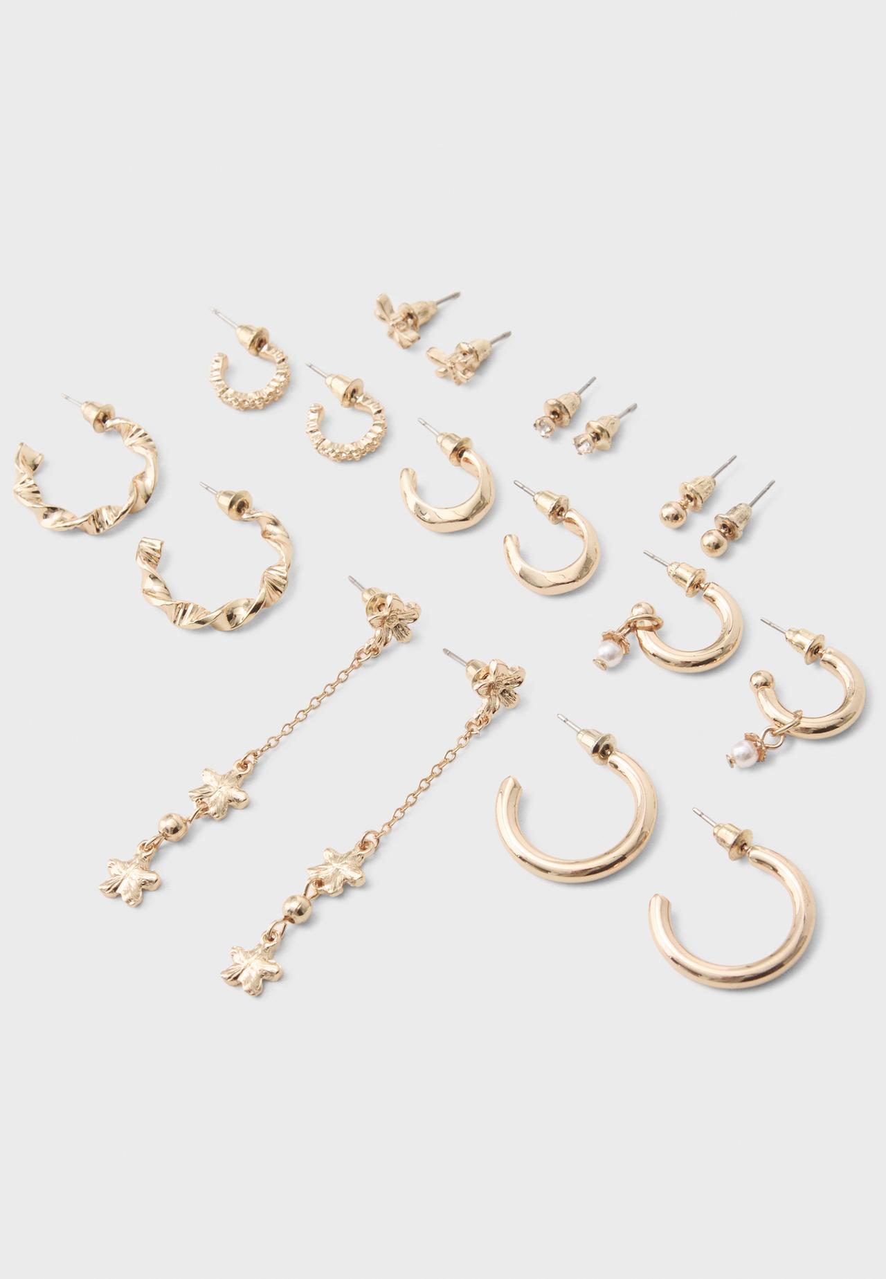 Set of 9 butterfly earrings — Gold