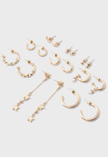 Set of 9 butterfly earrings — Gold 3