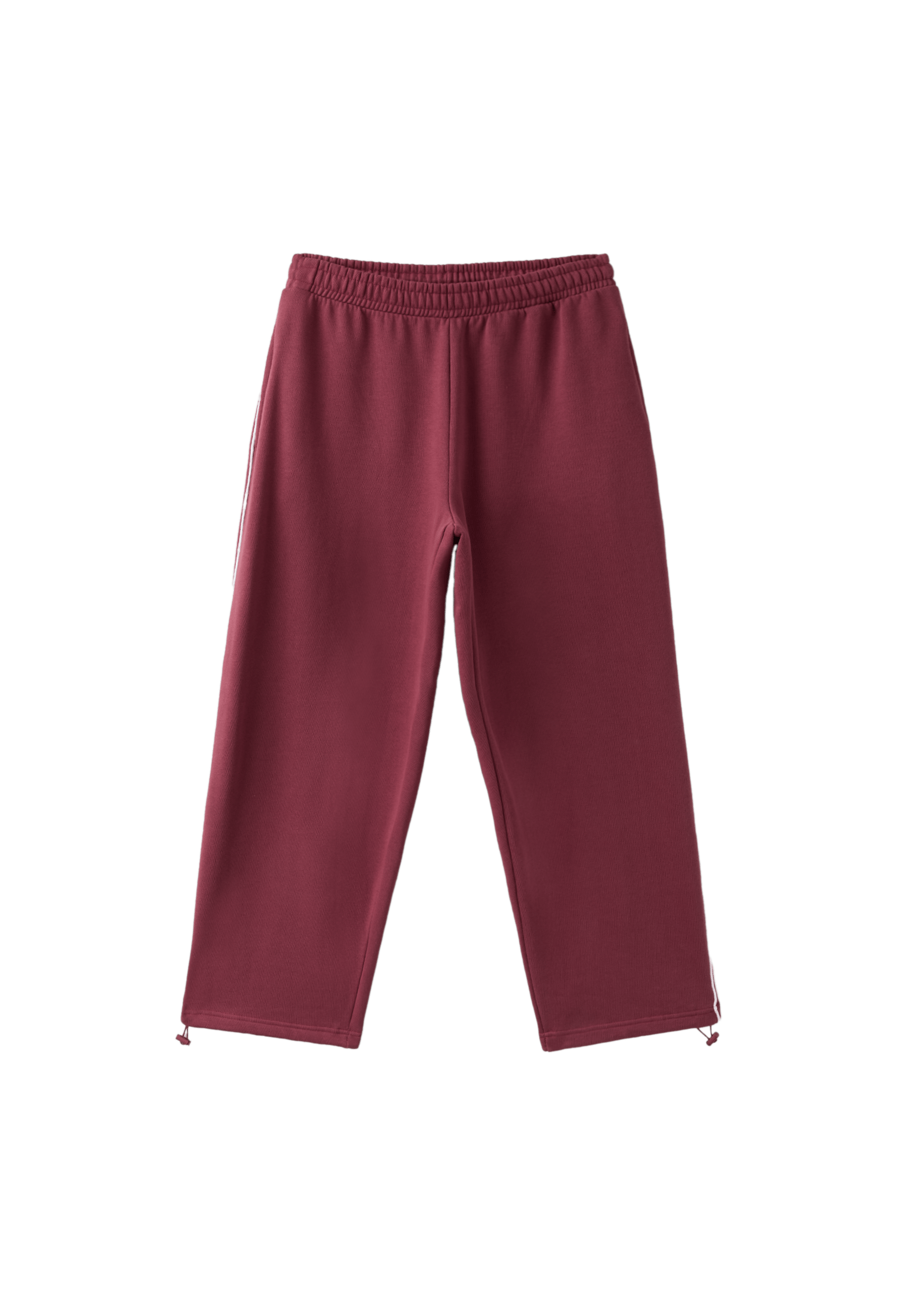 Plush joggers with piping and toggles — Dark red