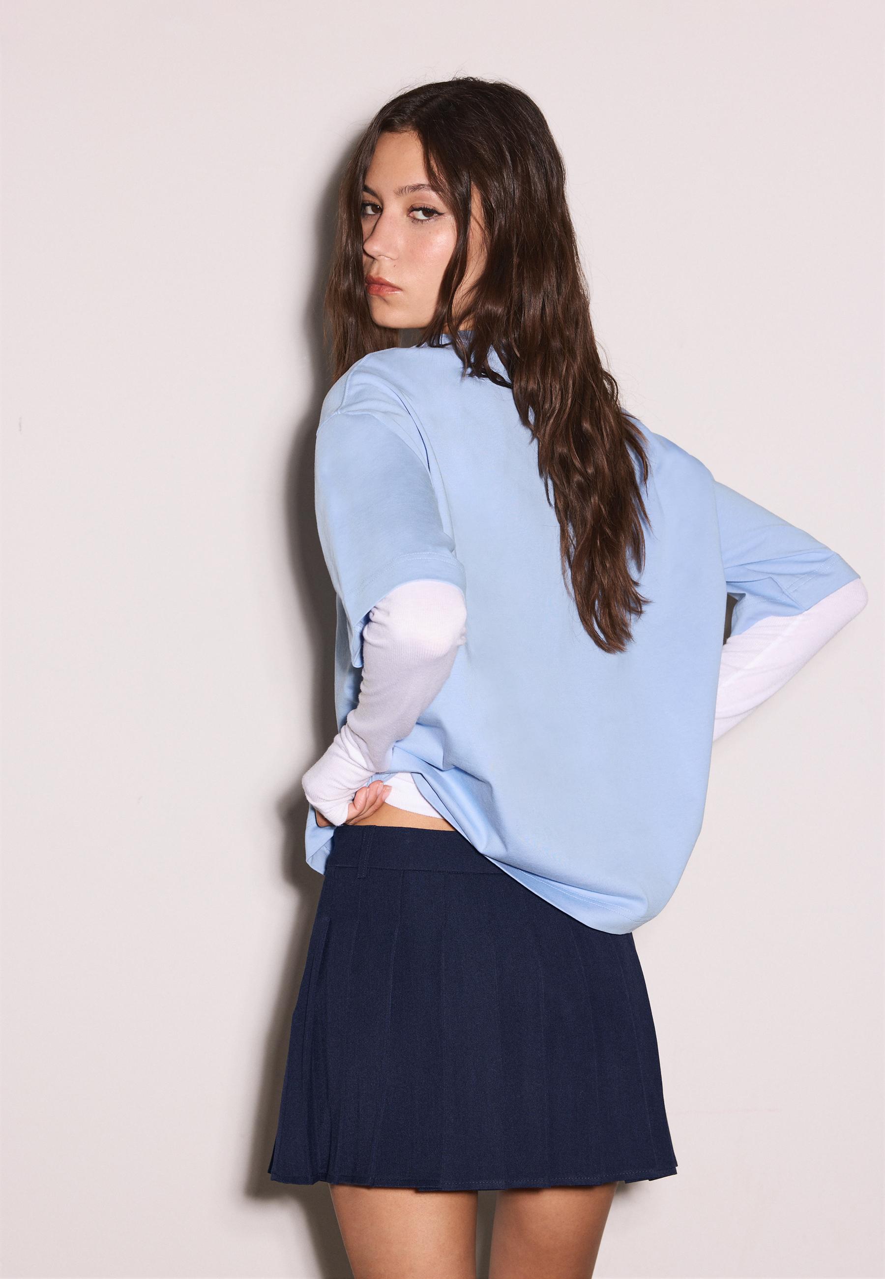 Box pleat mini skirt — Navy blue