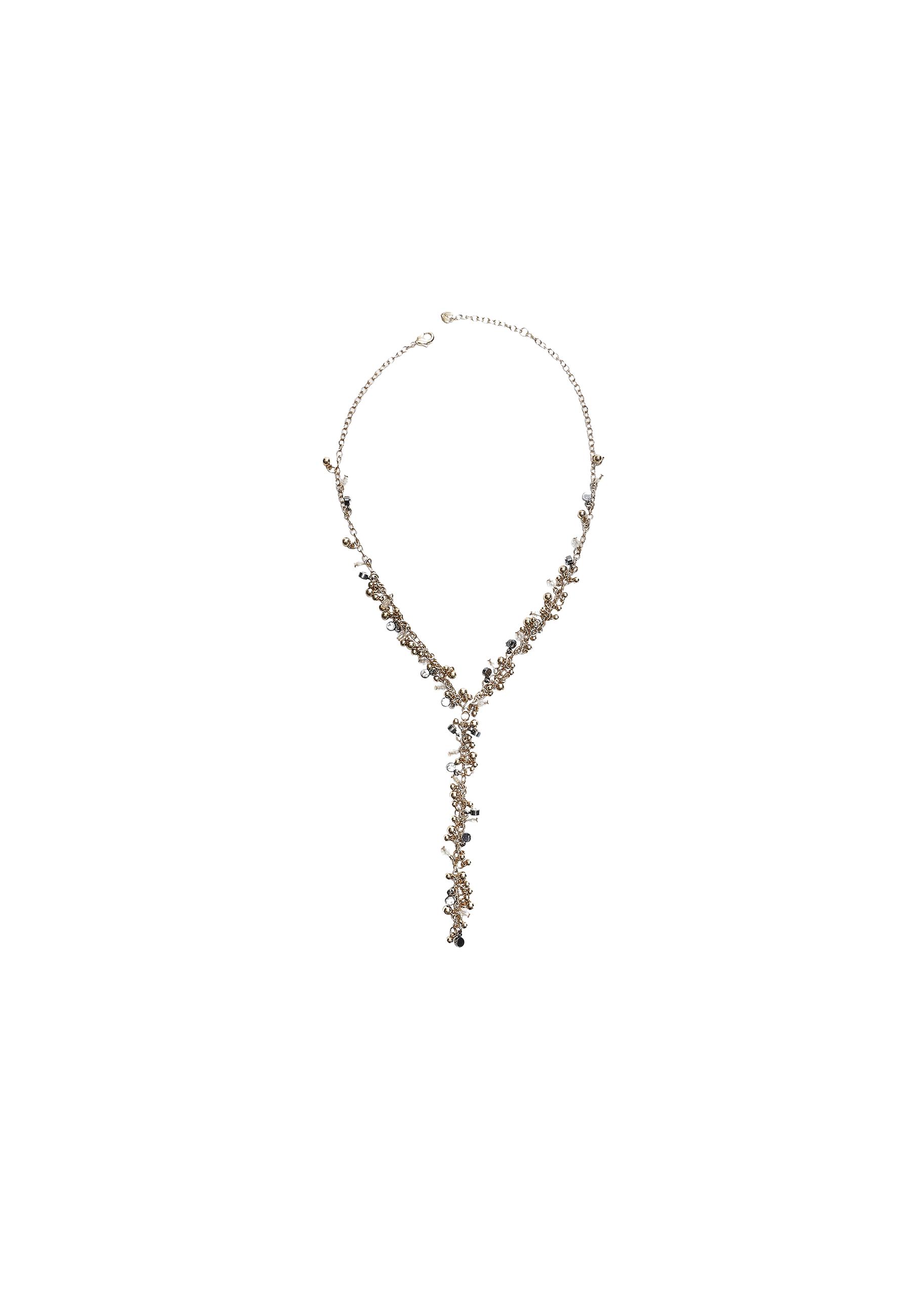 Long beaded lariat necklace — Gold