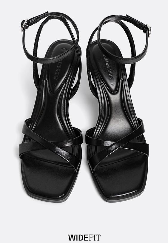 wide fit black high heeled sandals