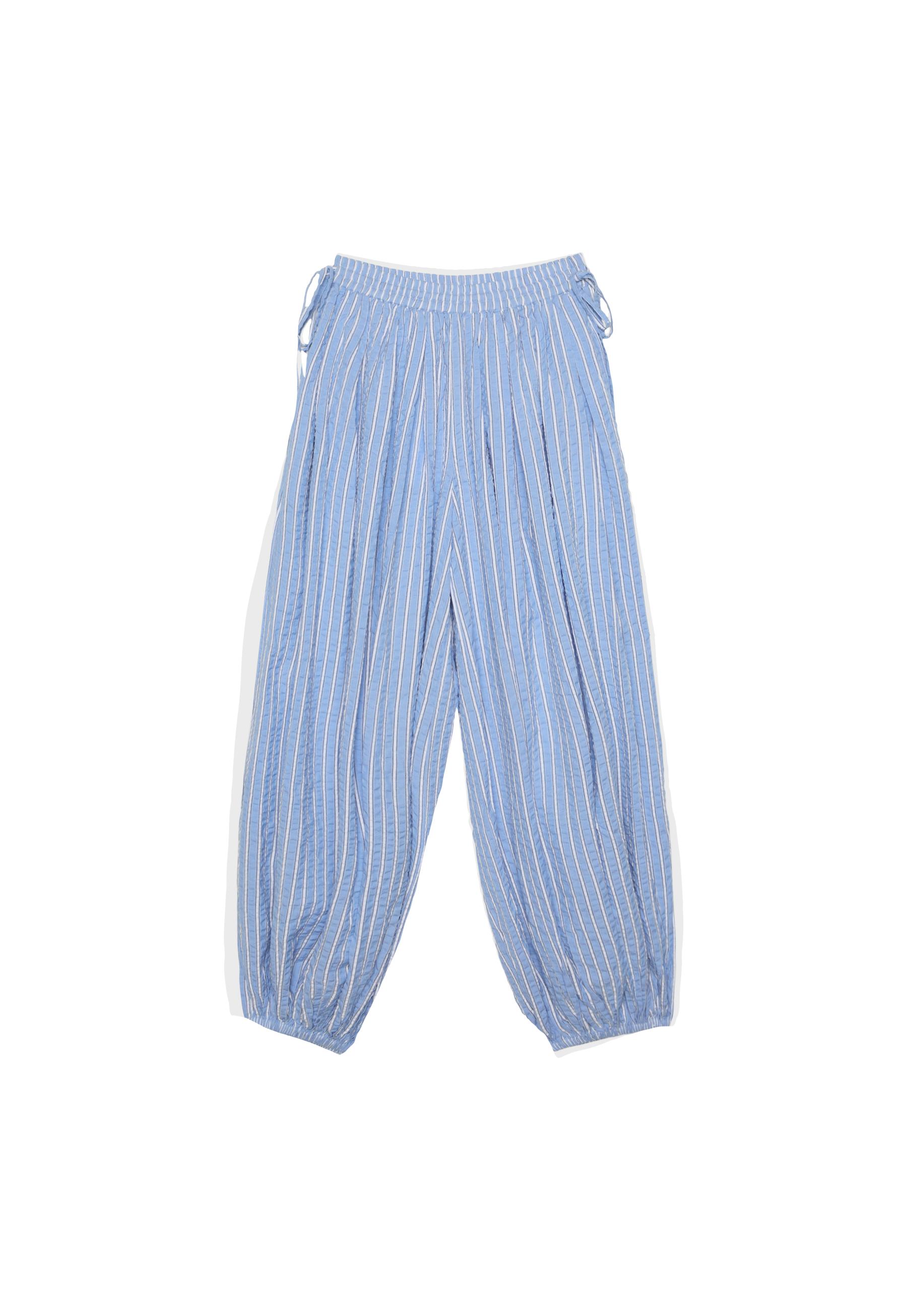 Striped balloon trousers — Royal blue