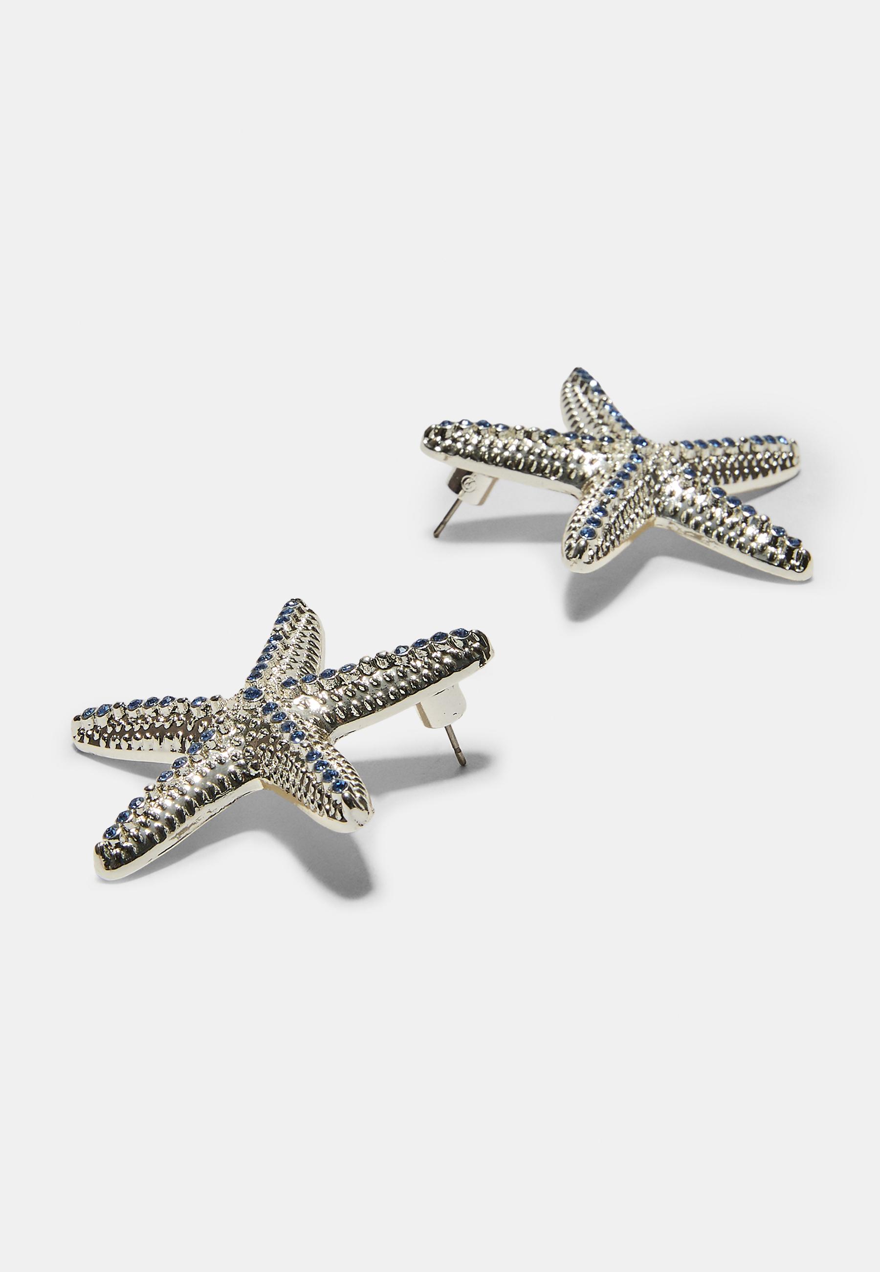 Starfish stud earrings — Grey