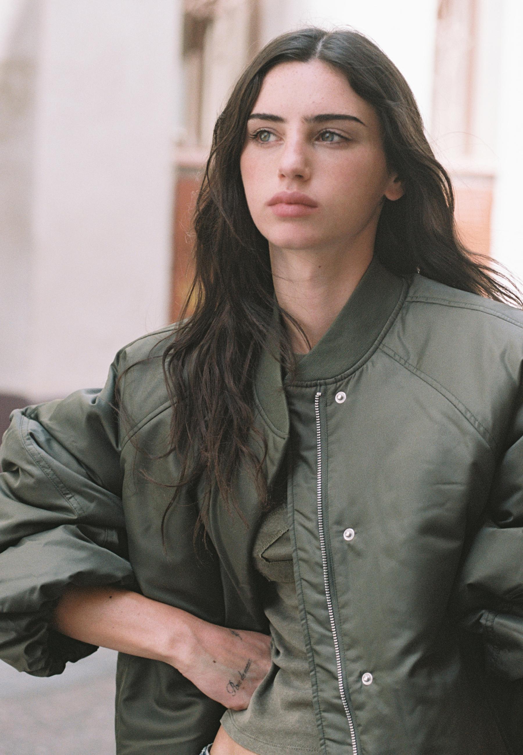 Stand collar bomber jacket — Khaki