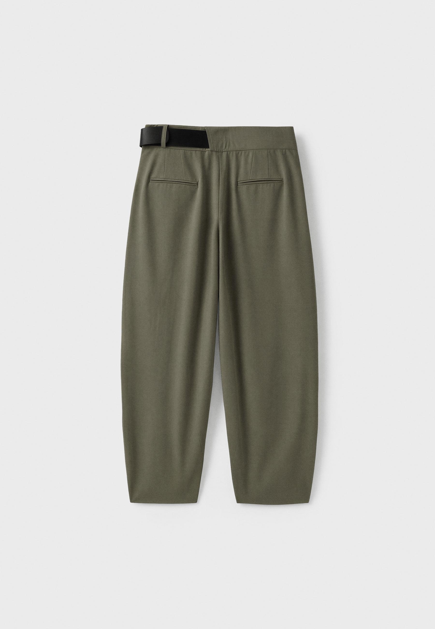 Darted smart trousers with belt — Khaki