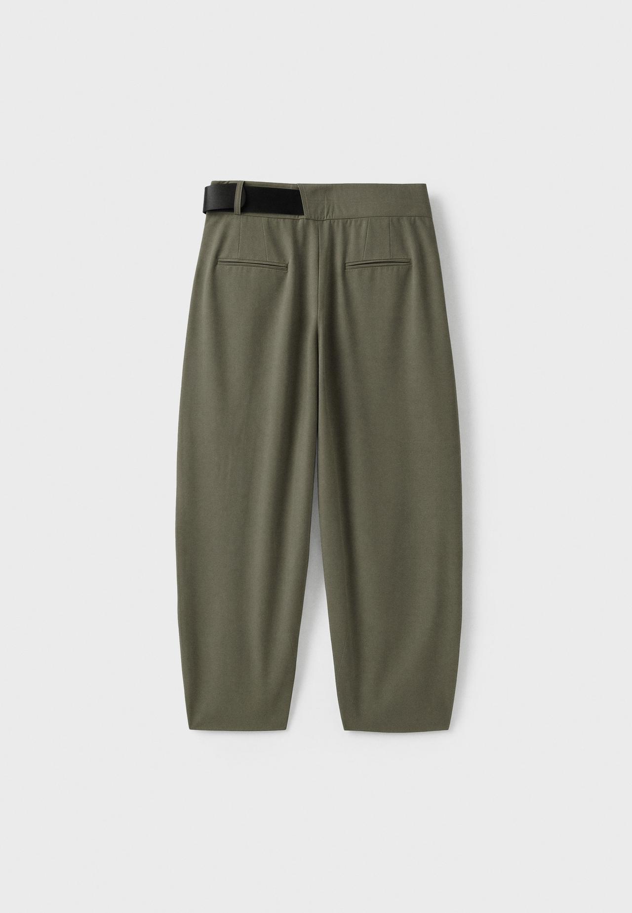 Smart trousers with belt and darts — Khaki