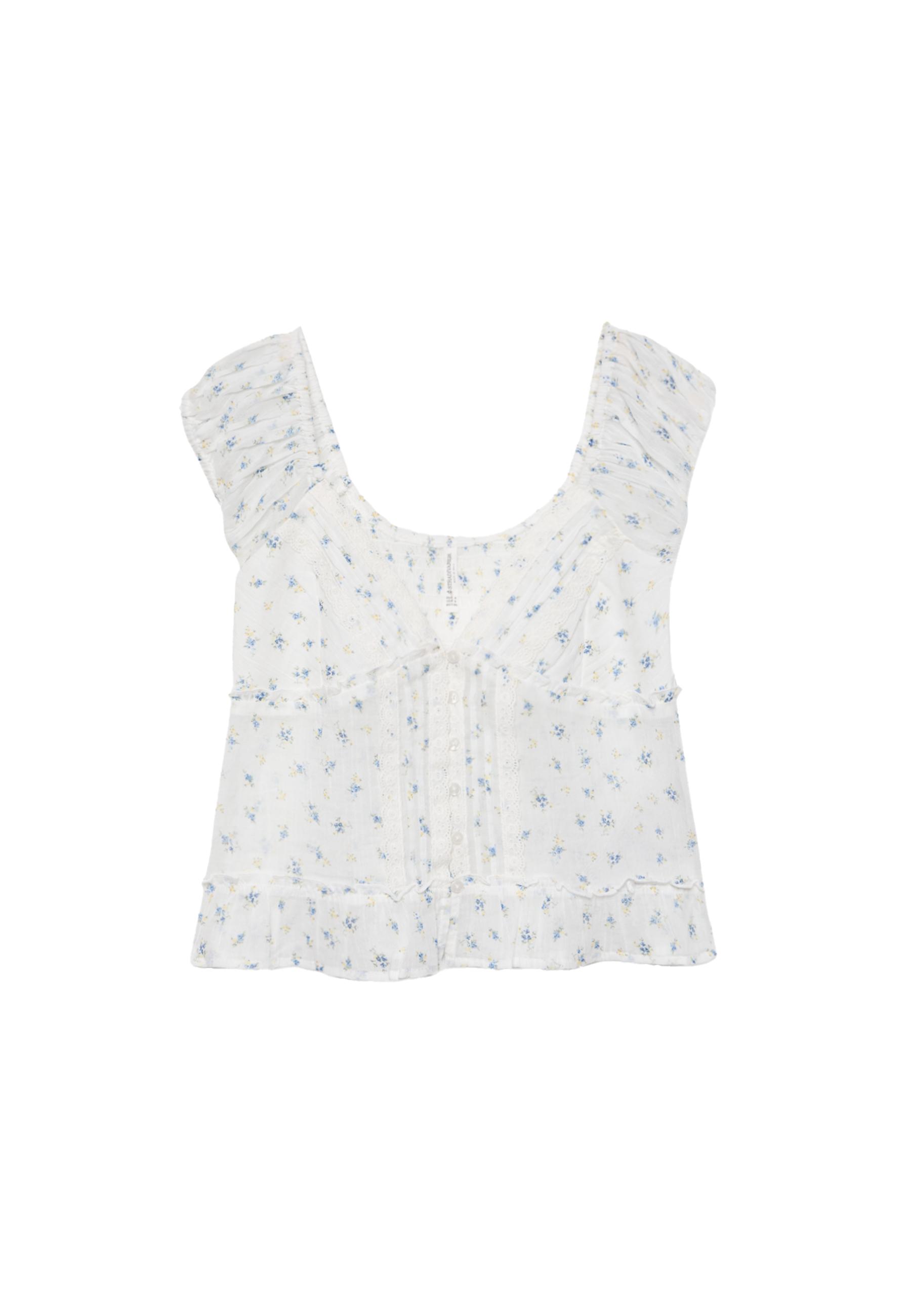 Fluid top with buttons — Sky blue