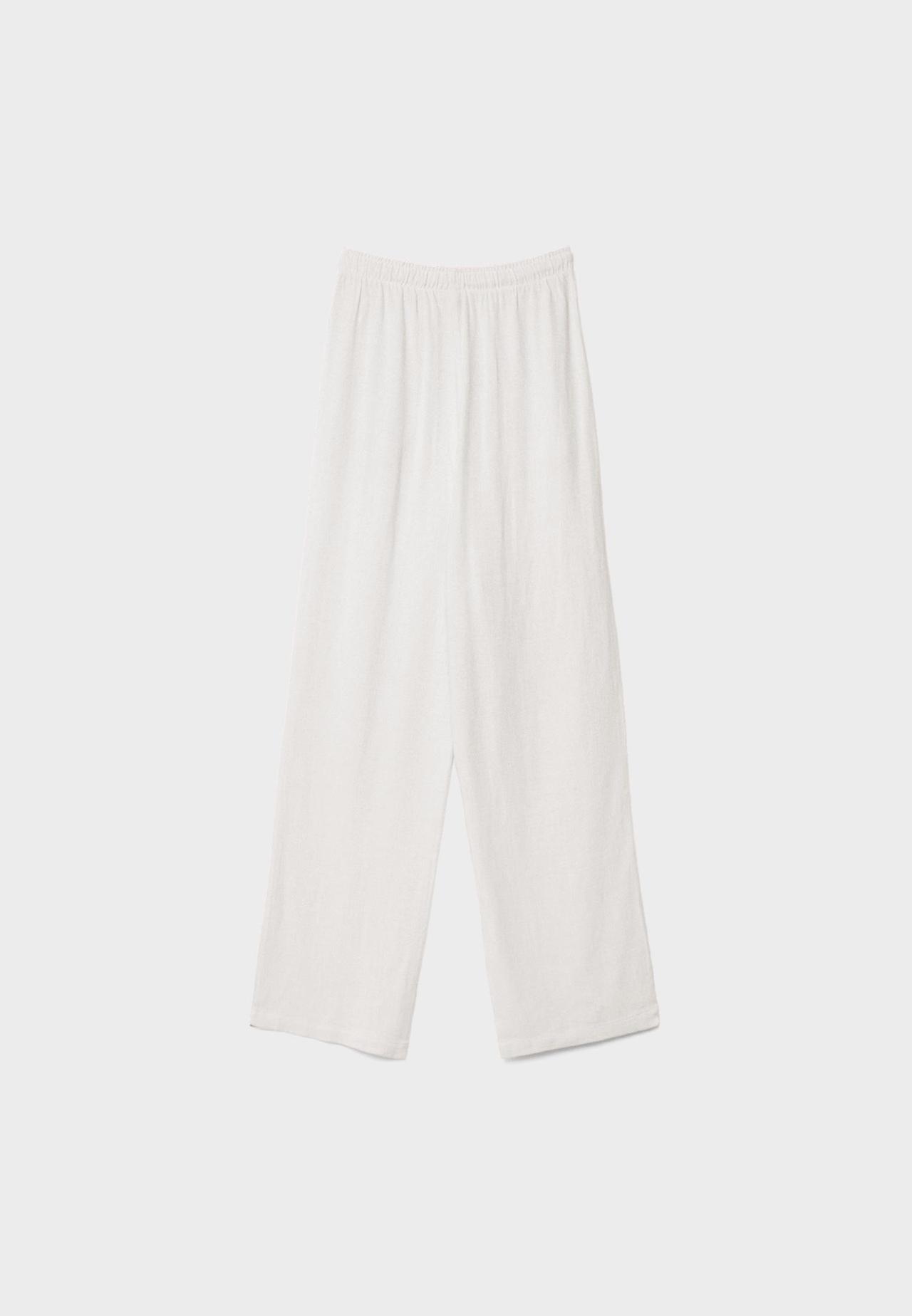 Straight-leg linen-effect trousers — Ecru