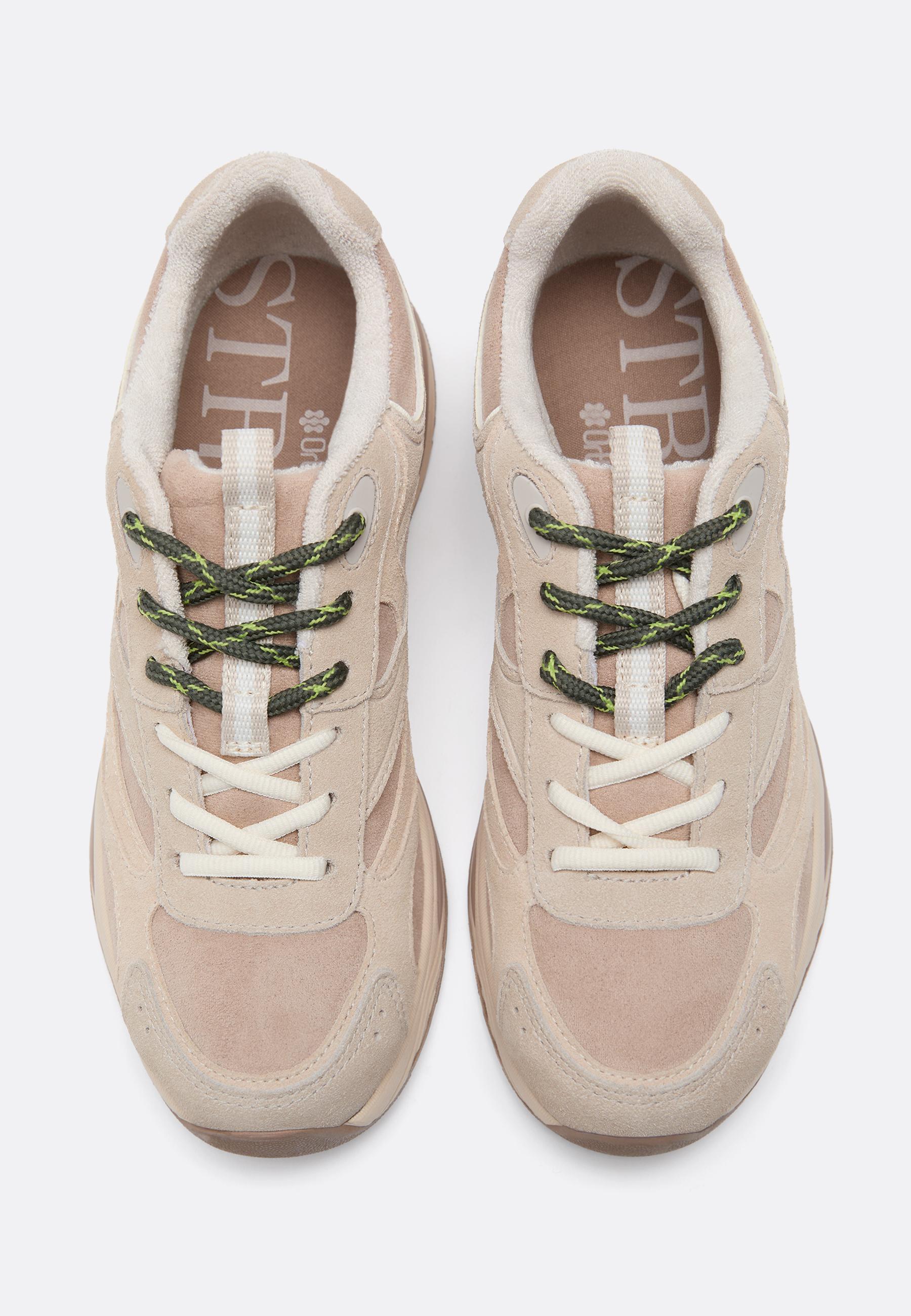 Leather detail trainers — BEIGE