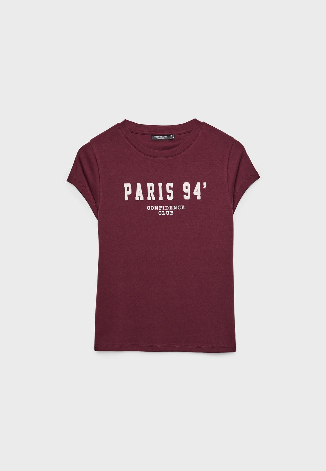 Camiseta fitted texto Stradivarius España