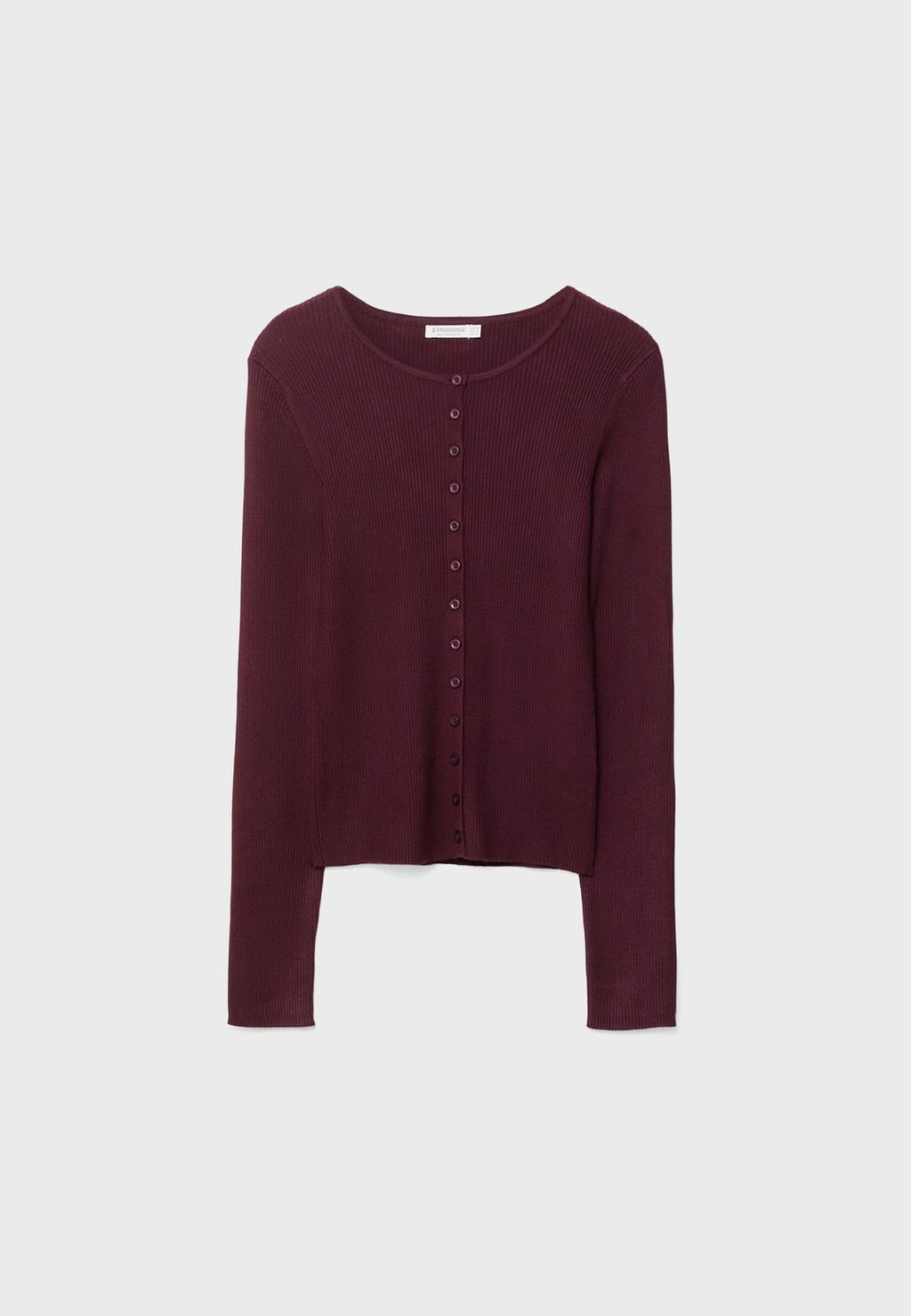 Ribbed knit cardigan with buttons