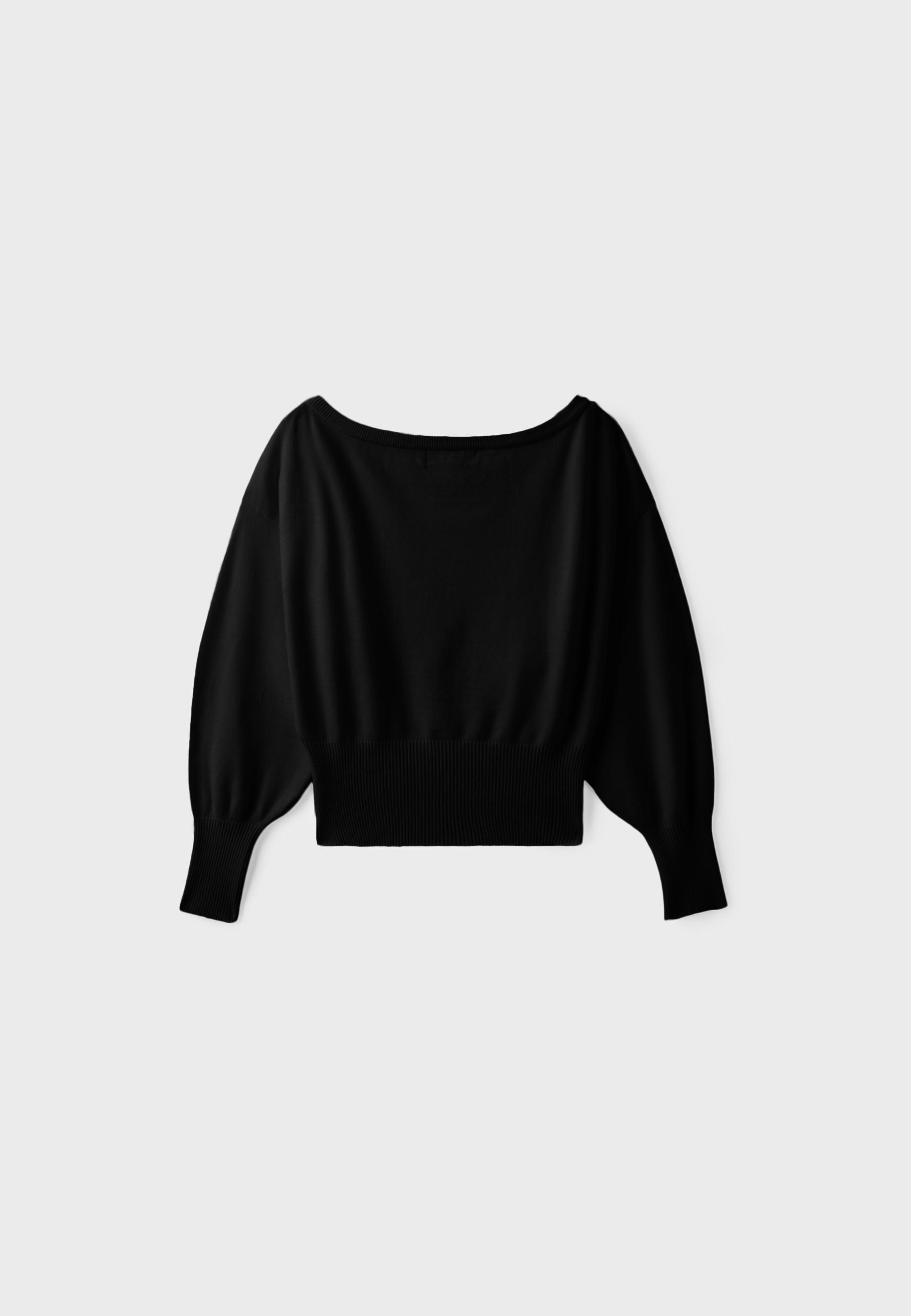 Asymmetric ribbed hem knit jumper — Black