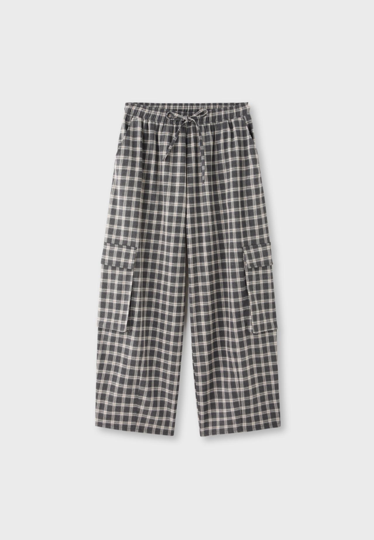 Checked smart cargo trousers — Dark grey