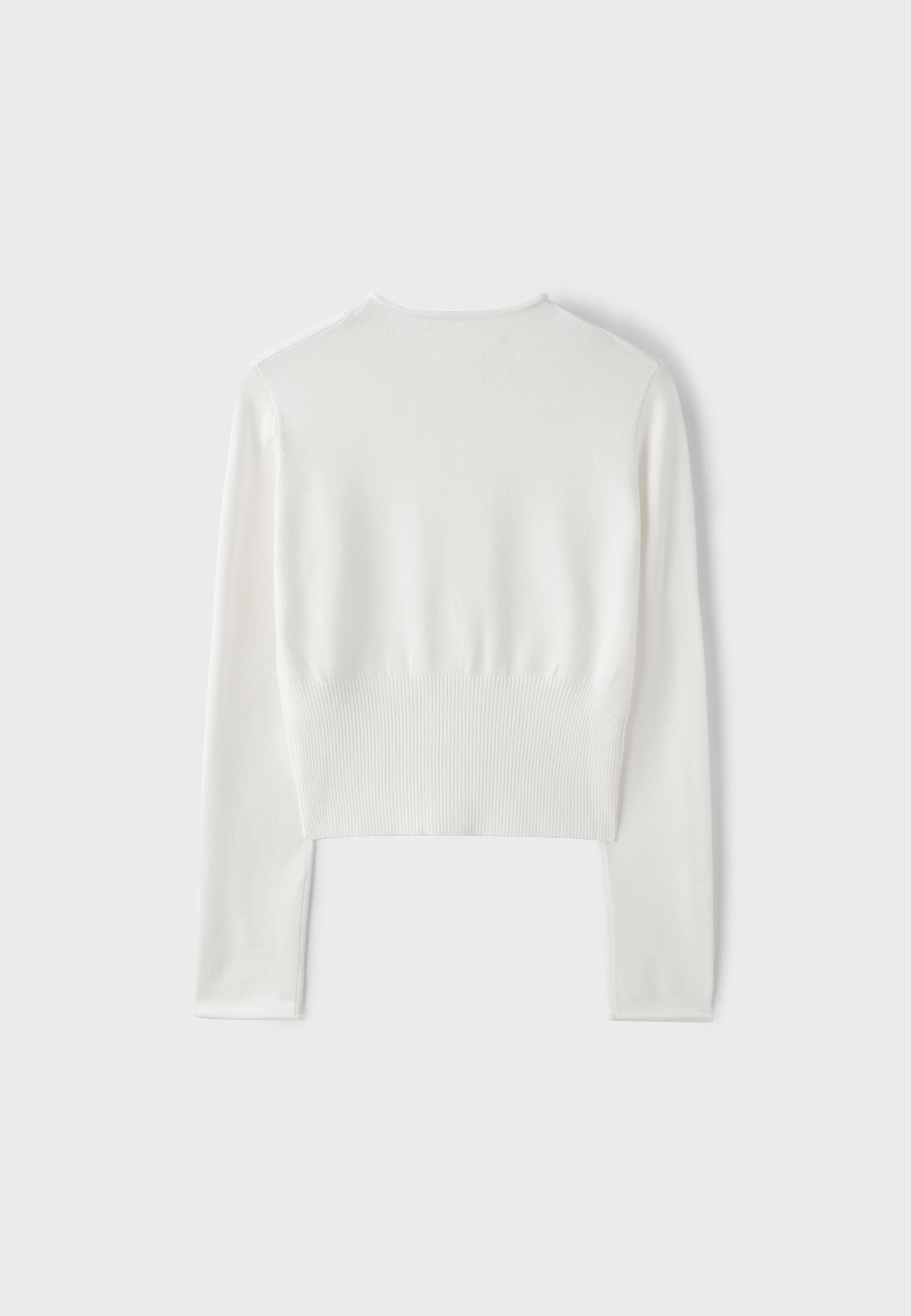 Fitted stand collar cardigan — Ecru