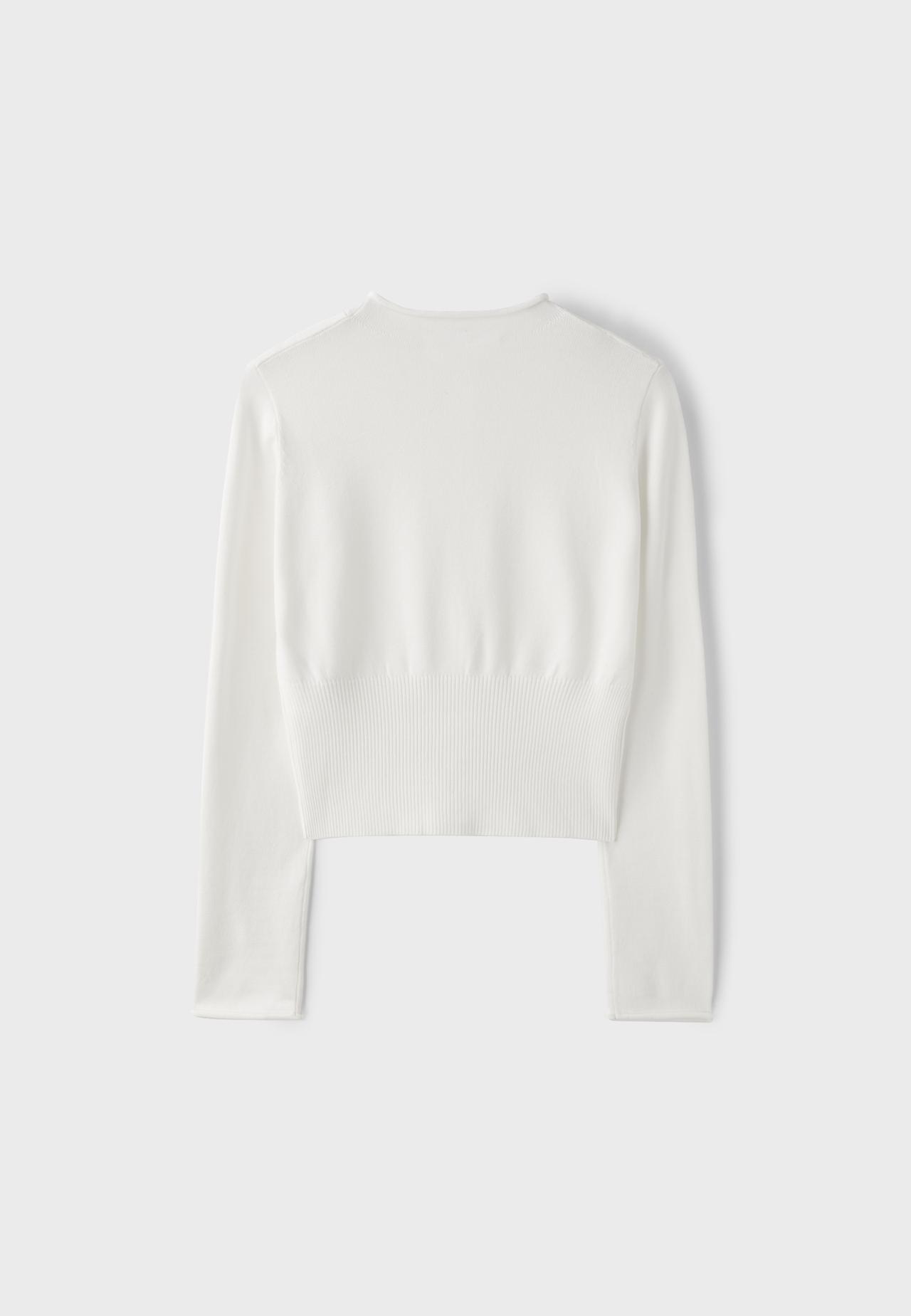 Fitted stand collar cardigan — Ecru