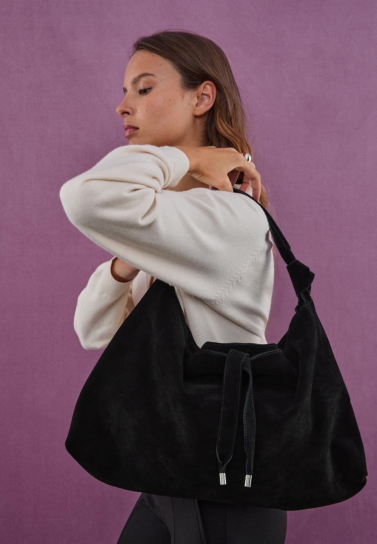 leather shoulder bag with knots