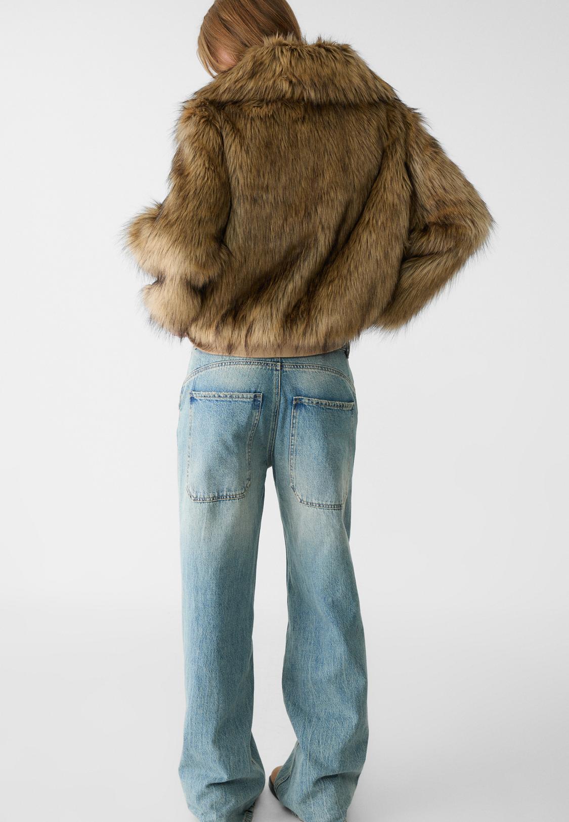 Fur Coat Stradivarius Abrigo Marron Abrigo Pelo Stradivarius