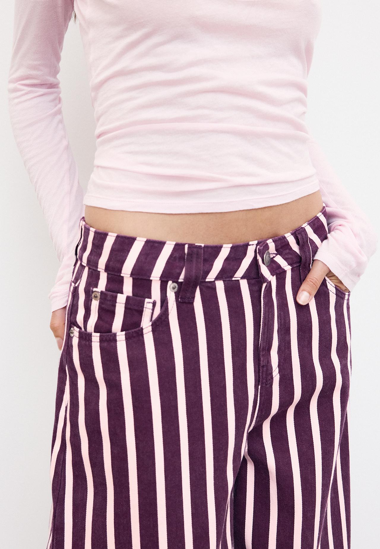 Striped barrel jeans — Purple