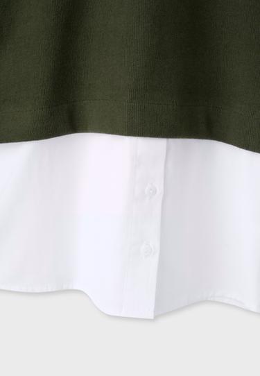 Mixed-fabric jumper — Khaki 9