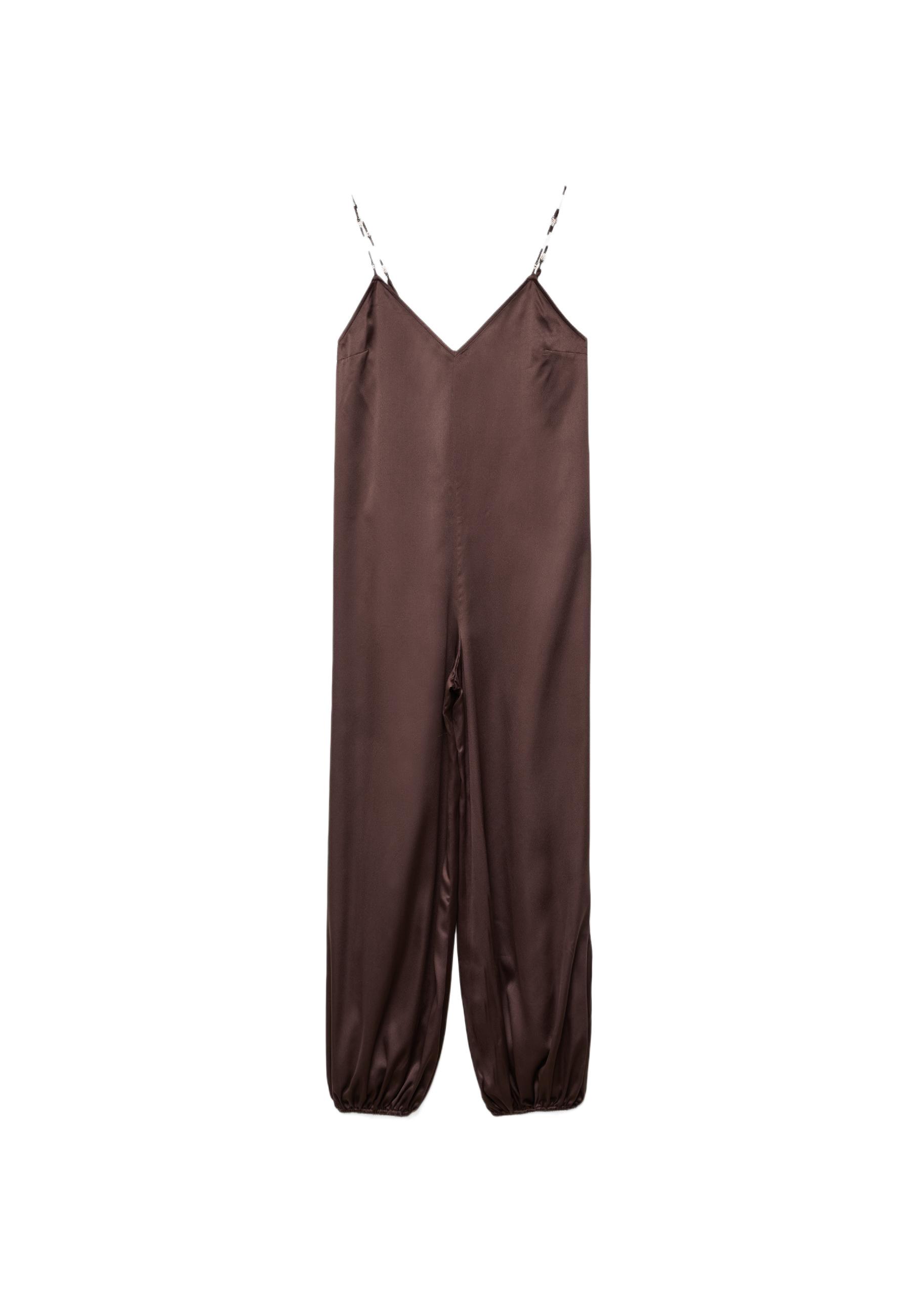 Beaded satin jumpsuit — Brown (alternate view)