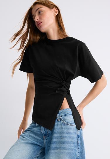 Short sleeve T-shirt with knot — Black 6