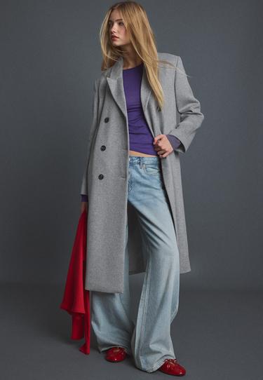 Straight felt coat — Grey melange 2