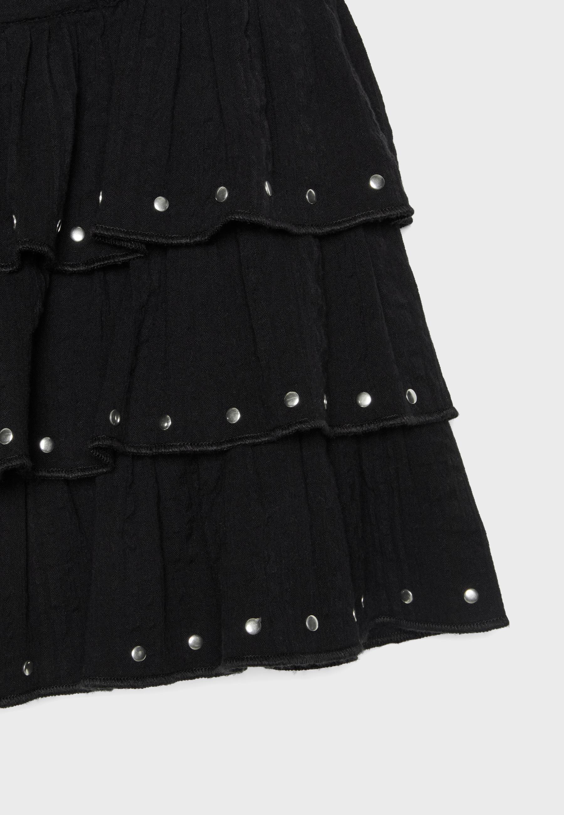 Studded frill skort — Black